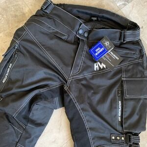 HWK Dual Sports Motorcycle Pants Mens 34/L Black Cordura Polyester Impact Protec
